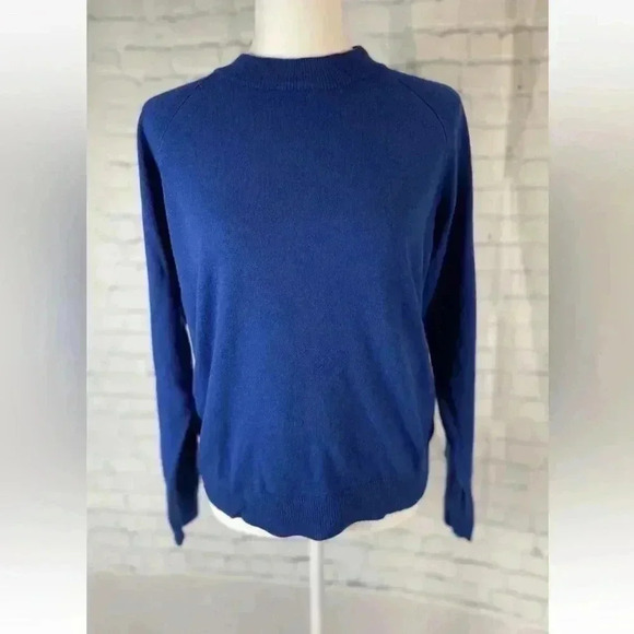 Designers Originals Fine Knit Sweater Women’s Size M Cobalt Blue Acrylic zip - Picture 1 of 15